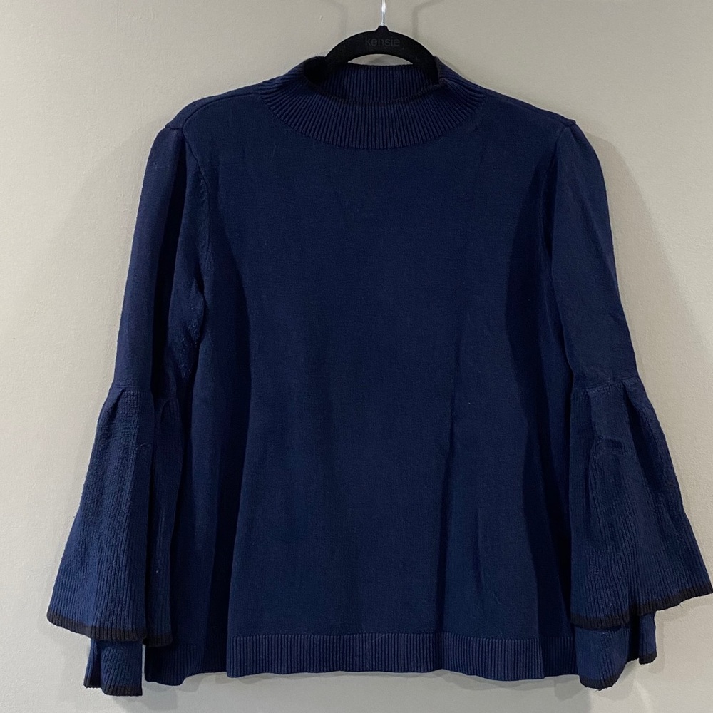 Style & Co. Navy Blue Bell-Sleeve Sweater Size M